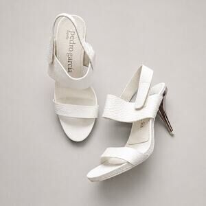 Pedro Garcia Leather Slingback Chrome Heels Shoes Womens EU40/US10 White